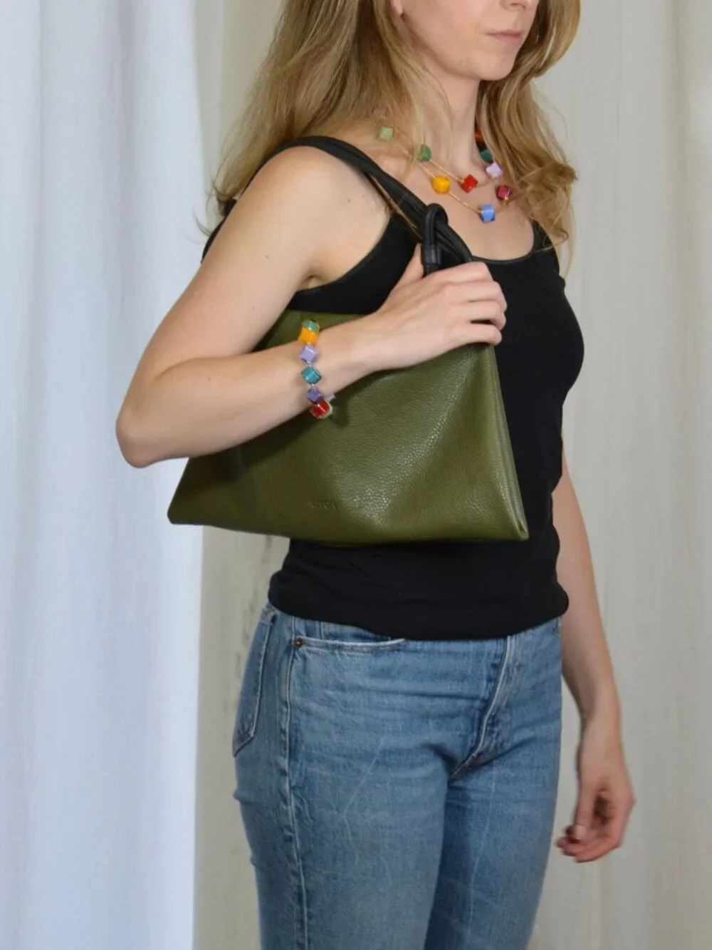 Poppy Hobo Bag, Italian Leather - Olive Green